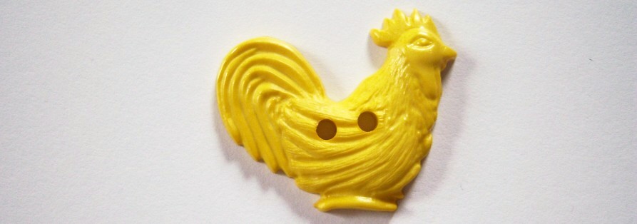 Solid yellow detailed rooster 1 1/4" 2 hole poly button.
