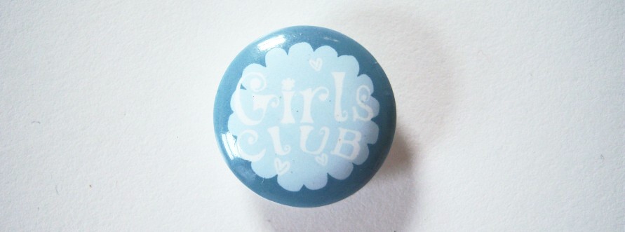 Round blue with light blue Girls Club 15/16" with shank back poly button.