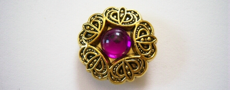 Gold/Black/Purple Crystal 1 1/4" Shank Poly Button