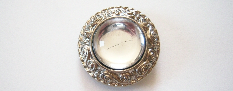 Silver/Clear Crystal 1 1/2" Shank Poly Button