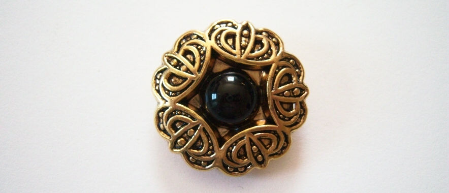 Gold/Black;Bead 1 1/4" Shank Poly Button