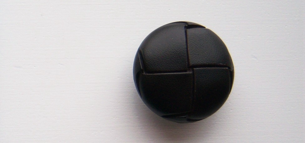 Black Faux Leather 1" Shank Poly Button
