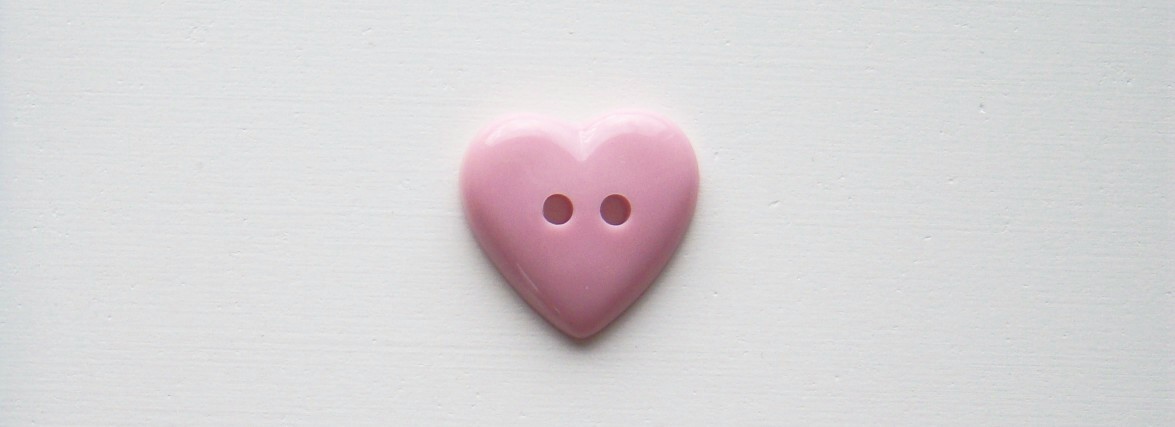 Candy pink heart 7/8" 2 hole shiny poly button.