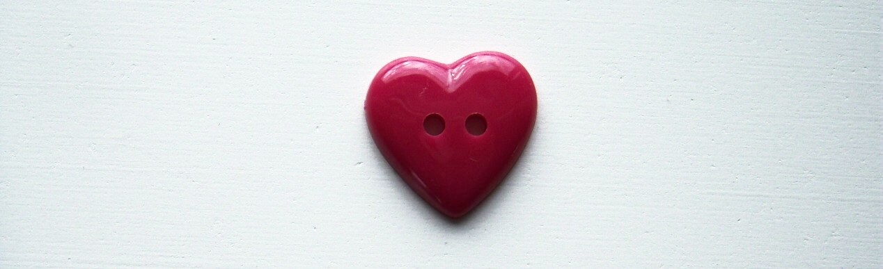 Rasberry heart 7/8" 2 hole shiny poly button.