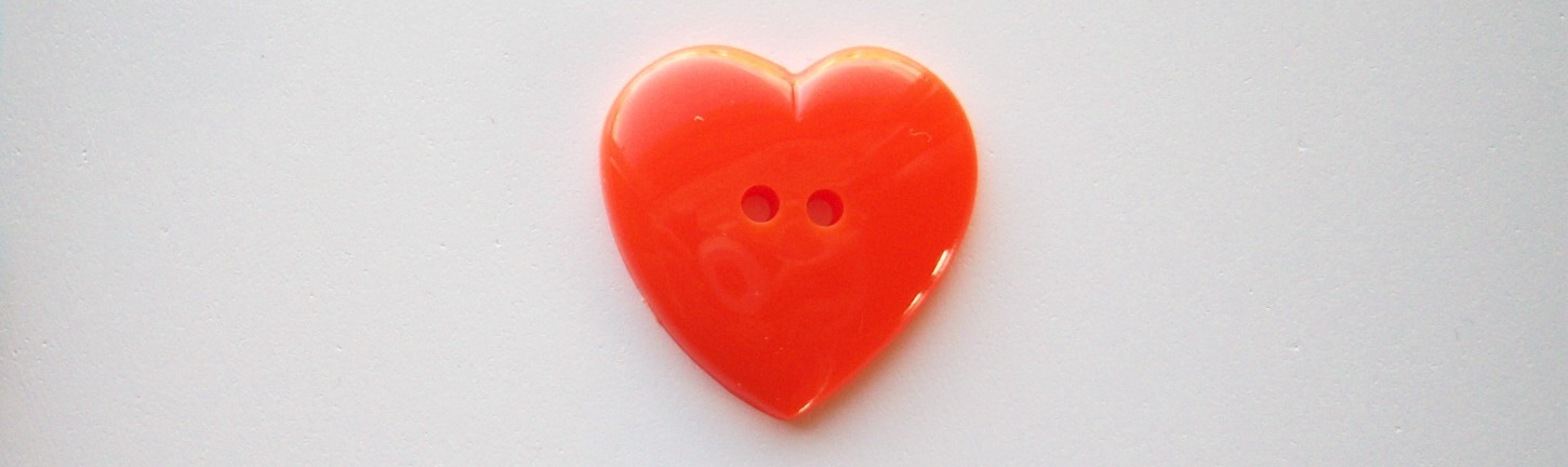 Orange heart 1 3/16" 2 hole poly button.
