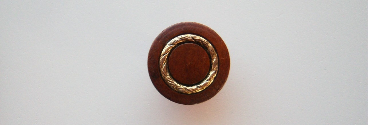 Brown/Gold 7/8" Wood Shank Button