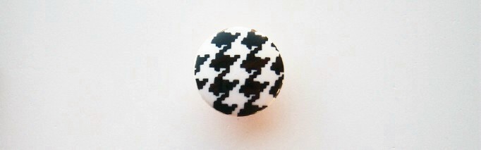 Black/White Herringbone 7/8" Poly Button