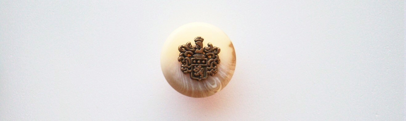 Tan Marbled/Crest 13/16" Poly Shank Button