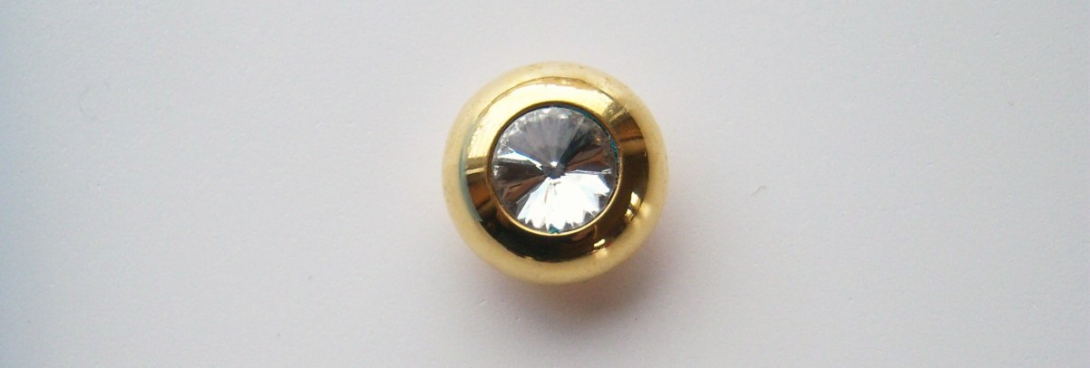Gold/Clear Crystal 5/16" x 7/8" Shank Button