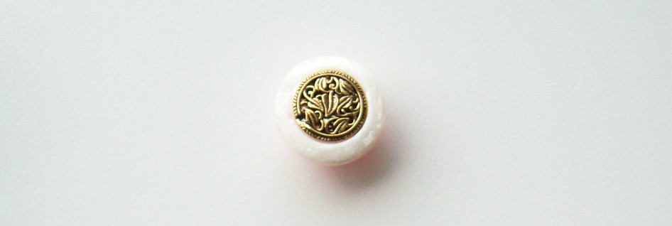 Off White Pearl/Gold 5/8" Poly Shank Button