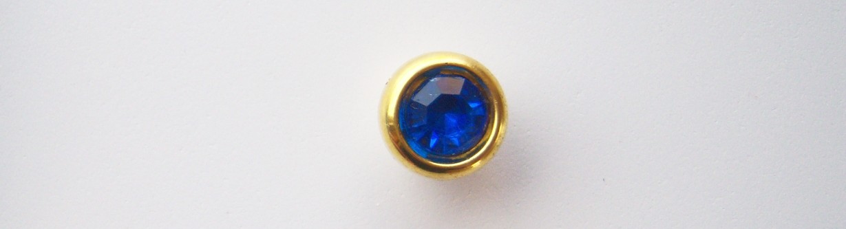Gold/Blue Crystal 1/2" Shank Poly Button