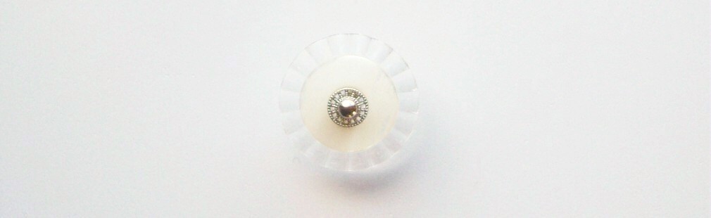 Clear/Ivory Marbled/Silver 7/8" Shank Poly Button