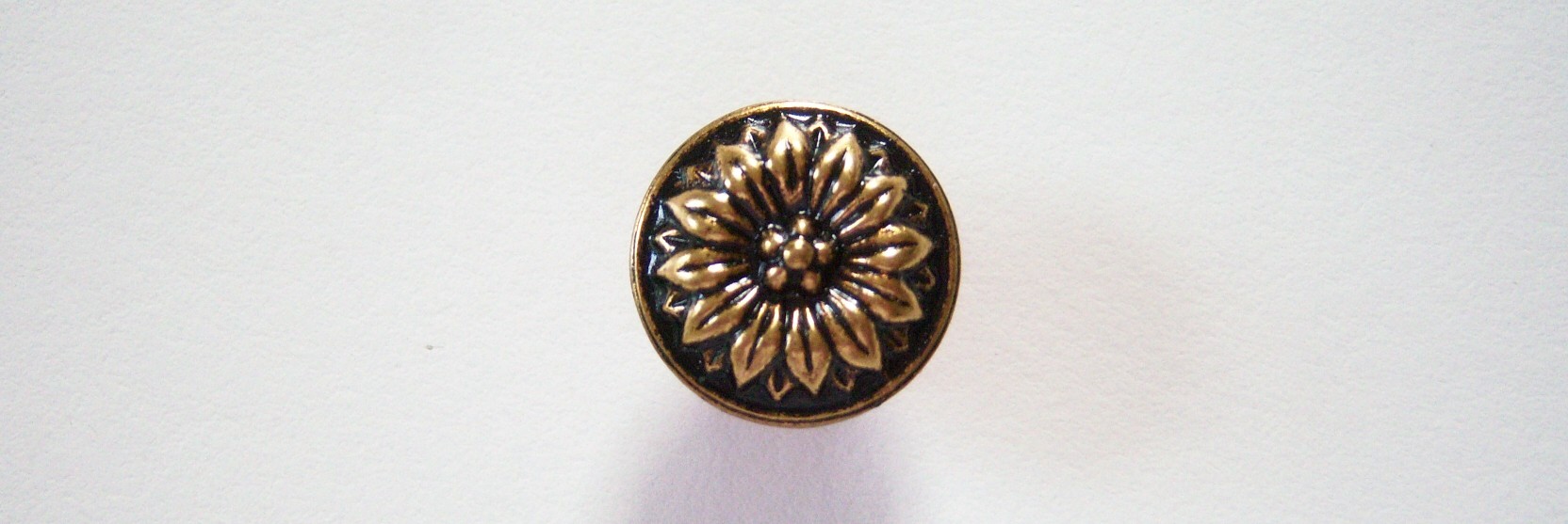 Black/Gold Flower 5/8" Shank Metal Button
