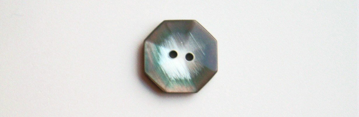 Smoke Irid. Octagon 15/16" Poly 2 Hole Button