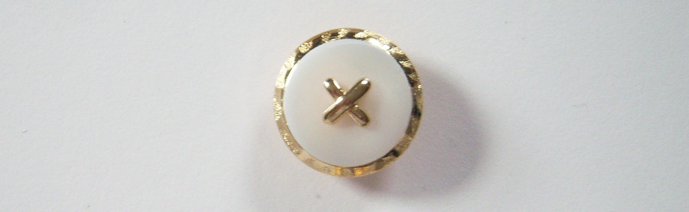 Off White Pearl/Gold 7/8" Metal Shank Button