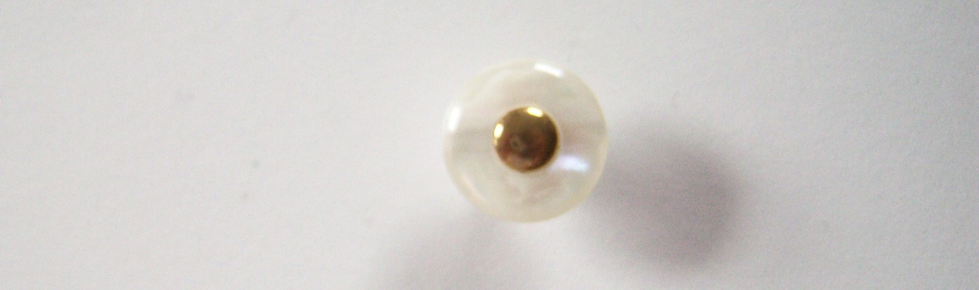 White Pearlized/Gold 5/8" Poly Shank Button