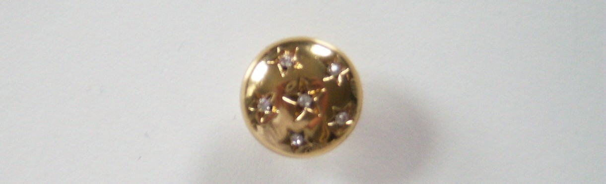 Gold/6 Star/Crystal Centers 3/4" Shank Poly Button