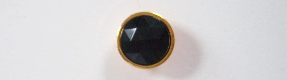 Black Facets/Gold Rim 3/4" Metal Button