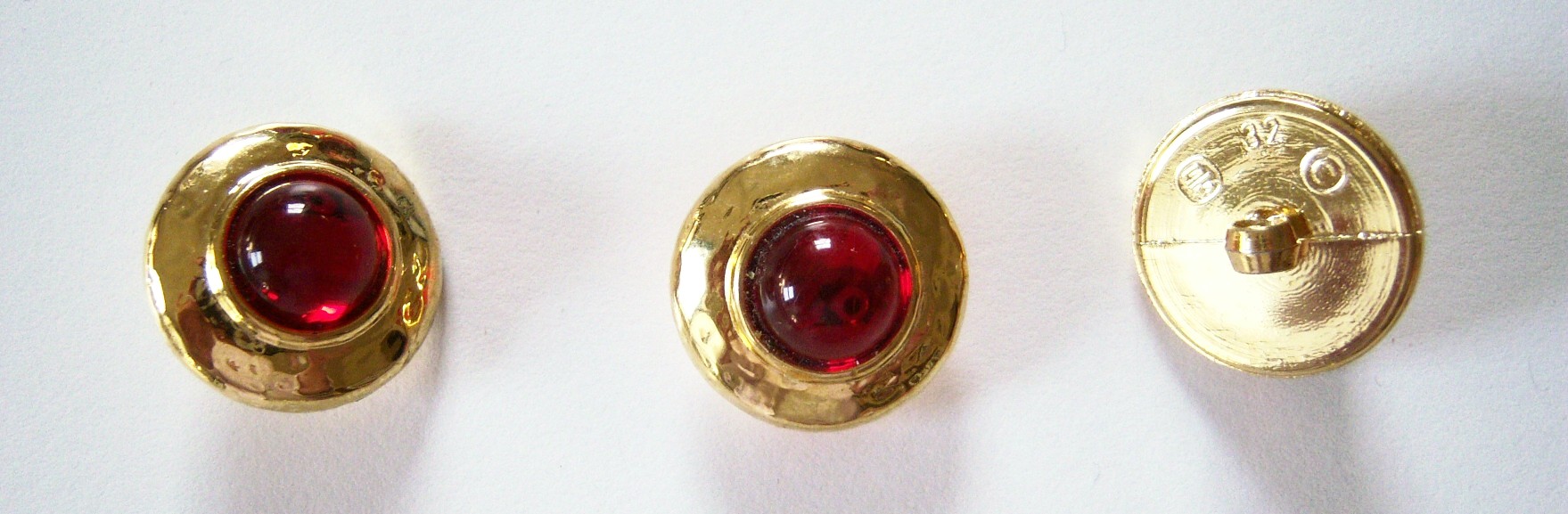 Gold/Red Crystal Center 13/16" Shank Poly Button