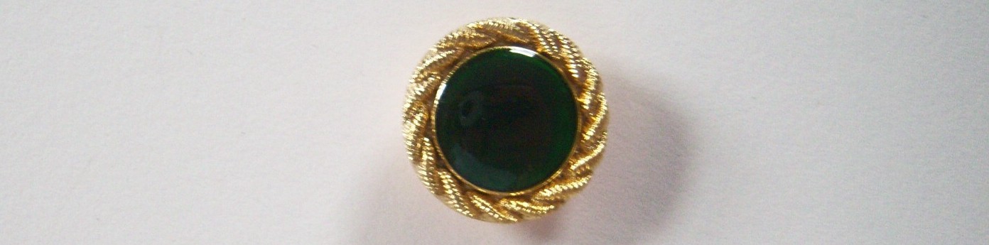 Gold/Green Crystal Center 13/16" Shank Poly Button