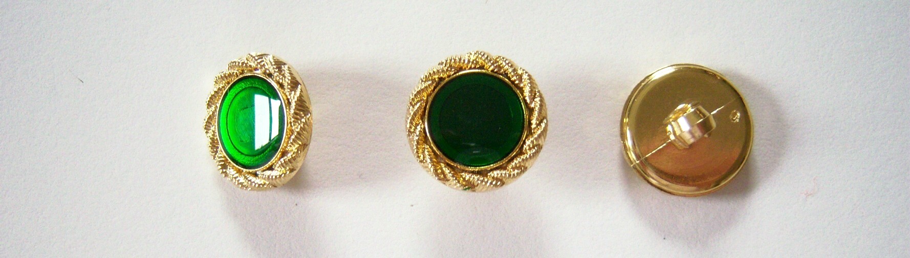 Gold/Green Crystal Center 5/8" Shank Poly Button