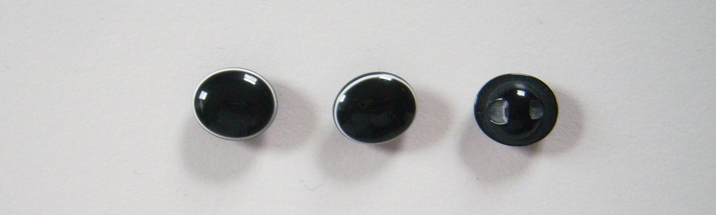 Black/White Rim 7/16" Oval Poly Button