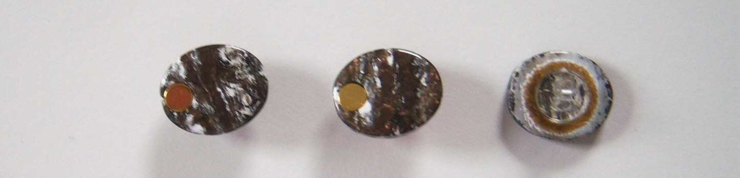 Gold/Gilt Marbled Oval 5/8" x 3/4" Shank Poly Button