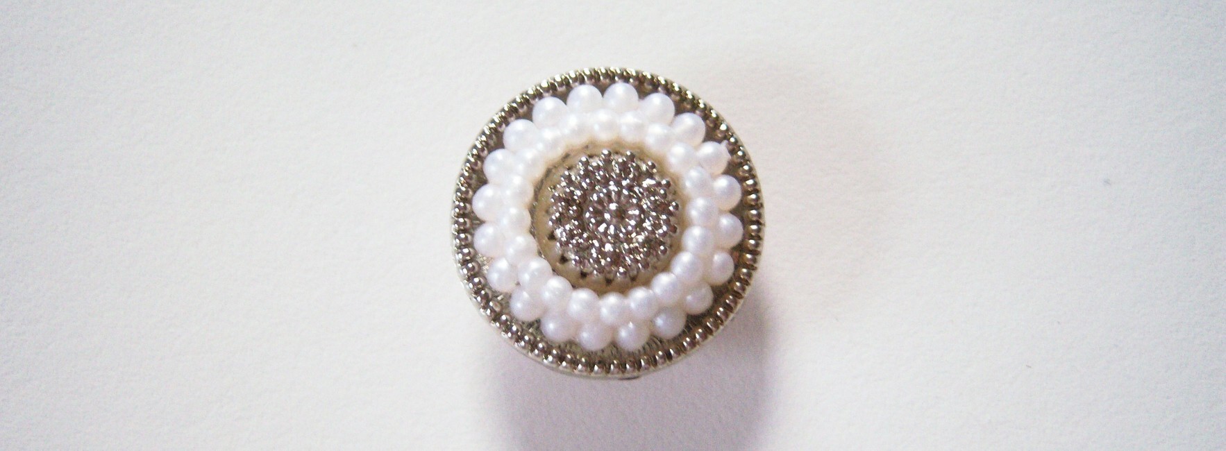 Silver/Pearls 13/16" Shank Poly Button