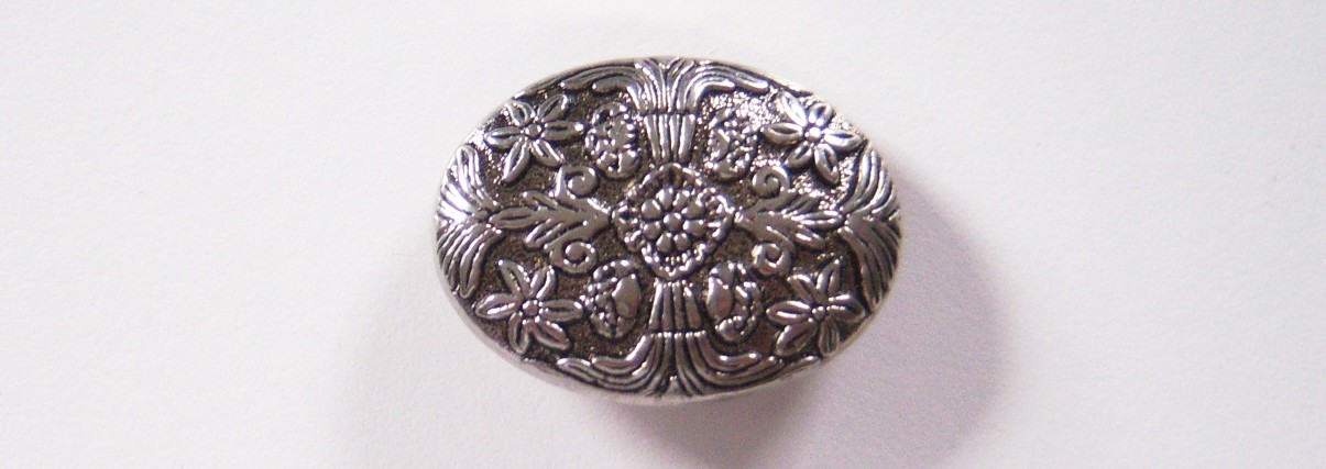 Silver/Black Oval 1" x 1 3/8" Shank Poly Button