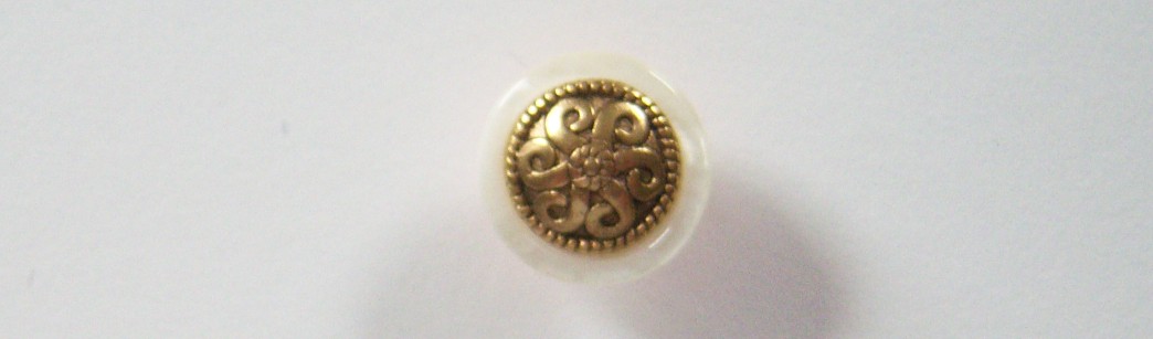 Natural White Pearl/Gold 13/16" Poly Shank Button