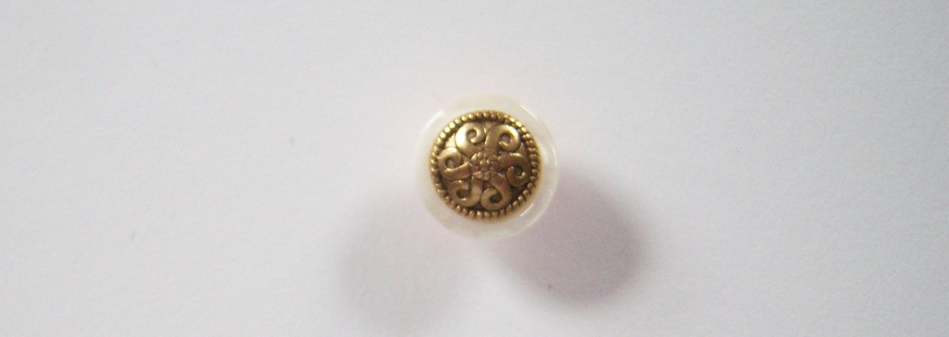 Natural White Pearl/Gold 5/8" Poly Shank Button