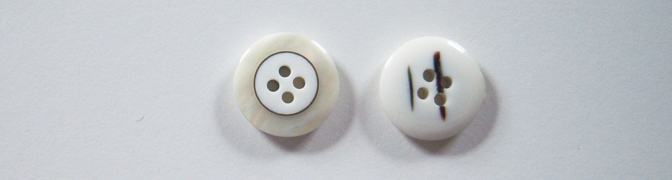 Off White Pearl/Gold 11/16" Poly 4 Hole Button