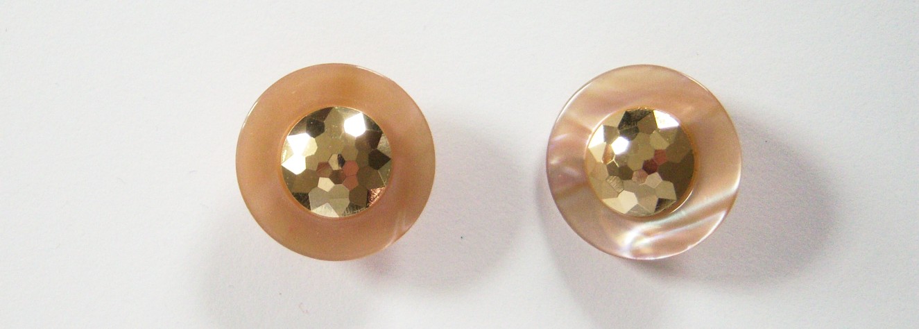 Beige Irid. Pearlized/Gold 1 1/8" Poly Shank Button