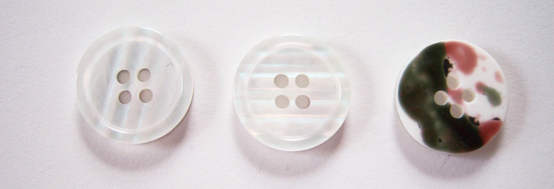 White Irid. Pearlized 3/4" 4 Hole Poly Button