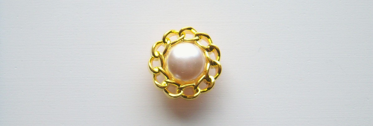 Gold/White Pearl 7/8" Poly Shank Button