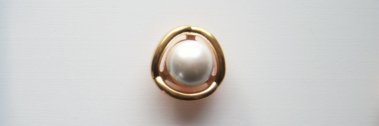 White Pearl/Gold 15/16" Poly Shank Button