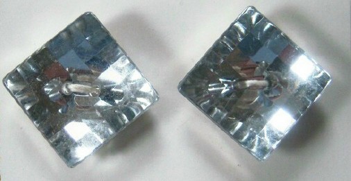 Clear Crystal/Silver Back 1" 2 Hole Poly Button