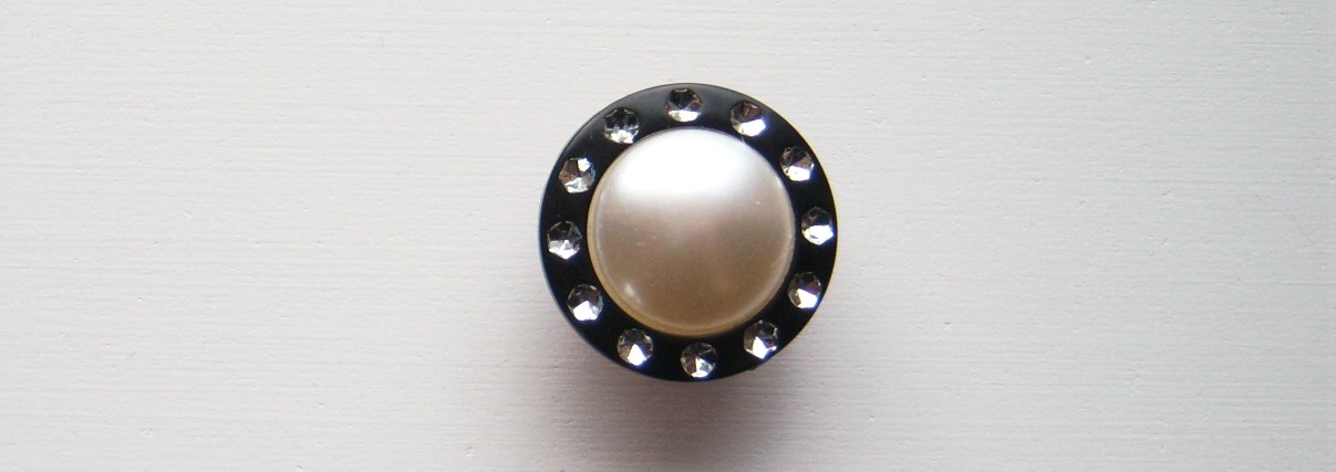 Black/Silver/Pearl Center 7/8" Poly Button