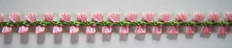 Pink Satin/Green 3/8" Braid