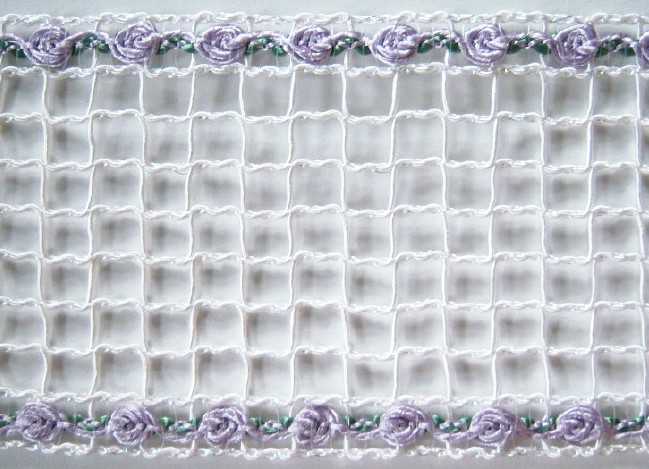 White/Orchid Roses 2 3/4" Braid