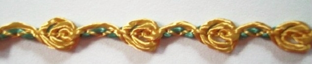 Antique Gold/Mint 1/4" Rosebraid