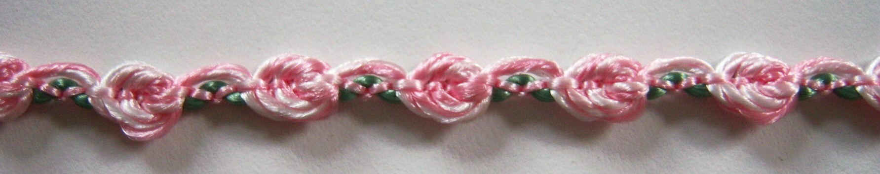 White/Pink 1/4" Rosebraid
