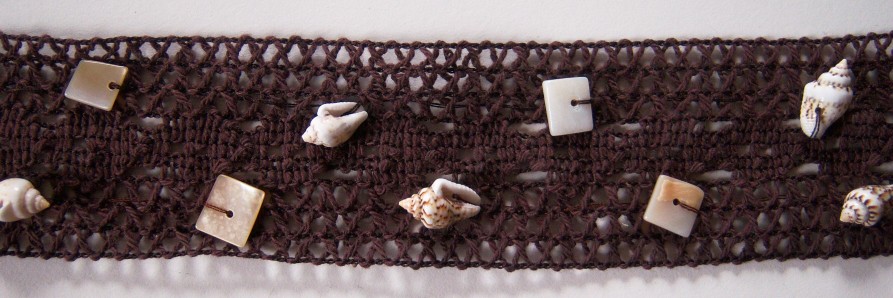 Chocolate Brown 1 5/8" Cotton/Seashells