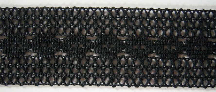 Black 1 5/8" Cotton Cluny Lace