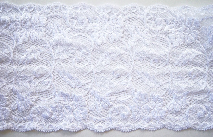 Vanity Fair White 7 1/4" Stretch Lace