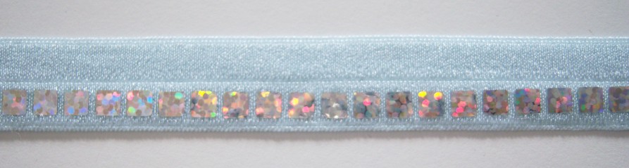 Baby Blue Square Sequin Fold Over Elastic