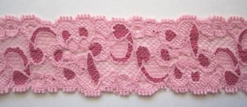 Pink Two Tone 1 1/2" Stretch Lace