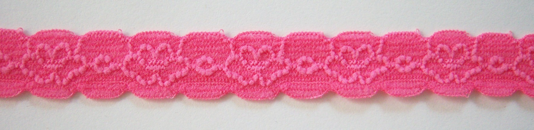 Bright Pink 1/2" Stretch Lace