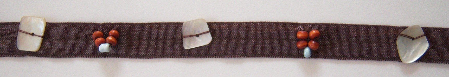Brown Mother of Pearl/Beads Fold Over Elastic