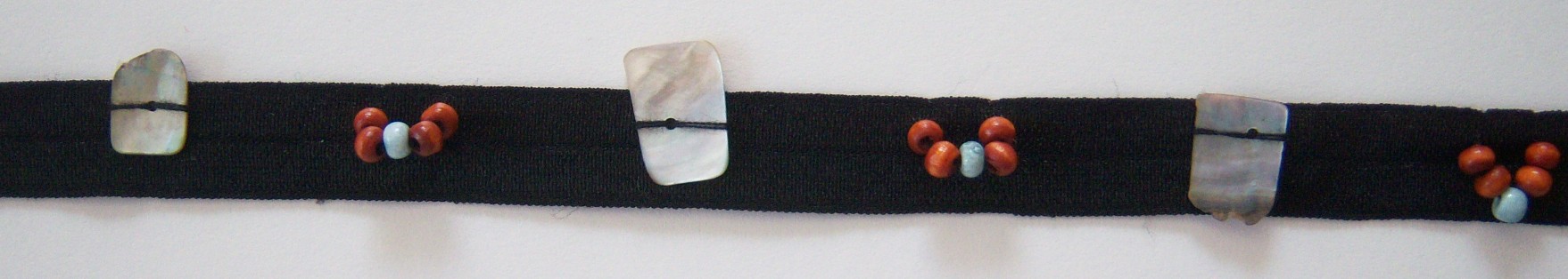 Black Mother of Pearl/Beads Fold Over Elastic
